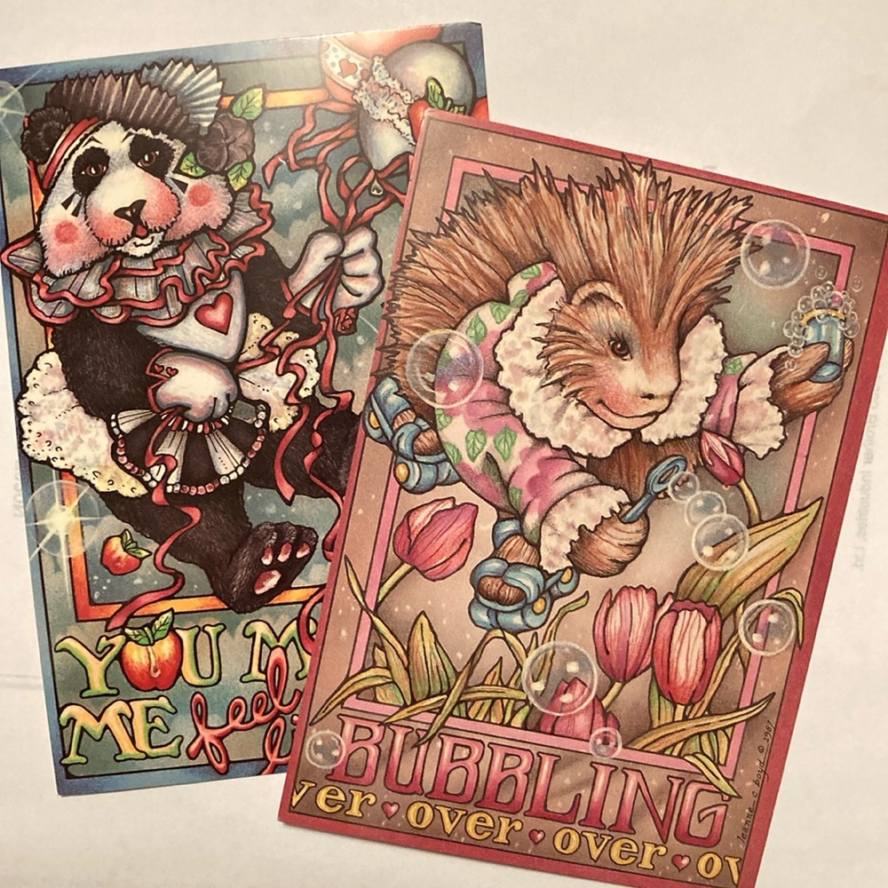 Panda and hedgehog postcards (2)